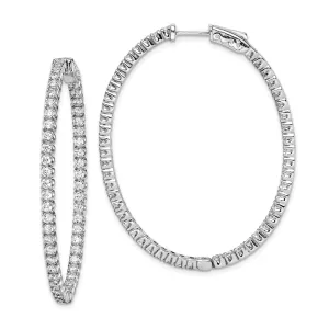 Sterling Silver CZ Oval Hoop Earrings