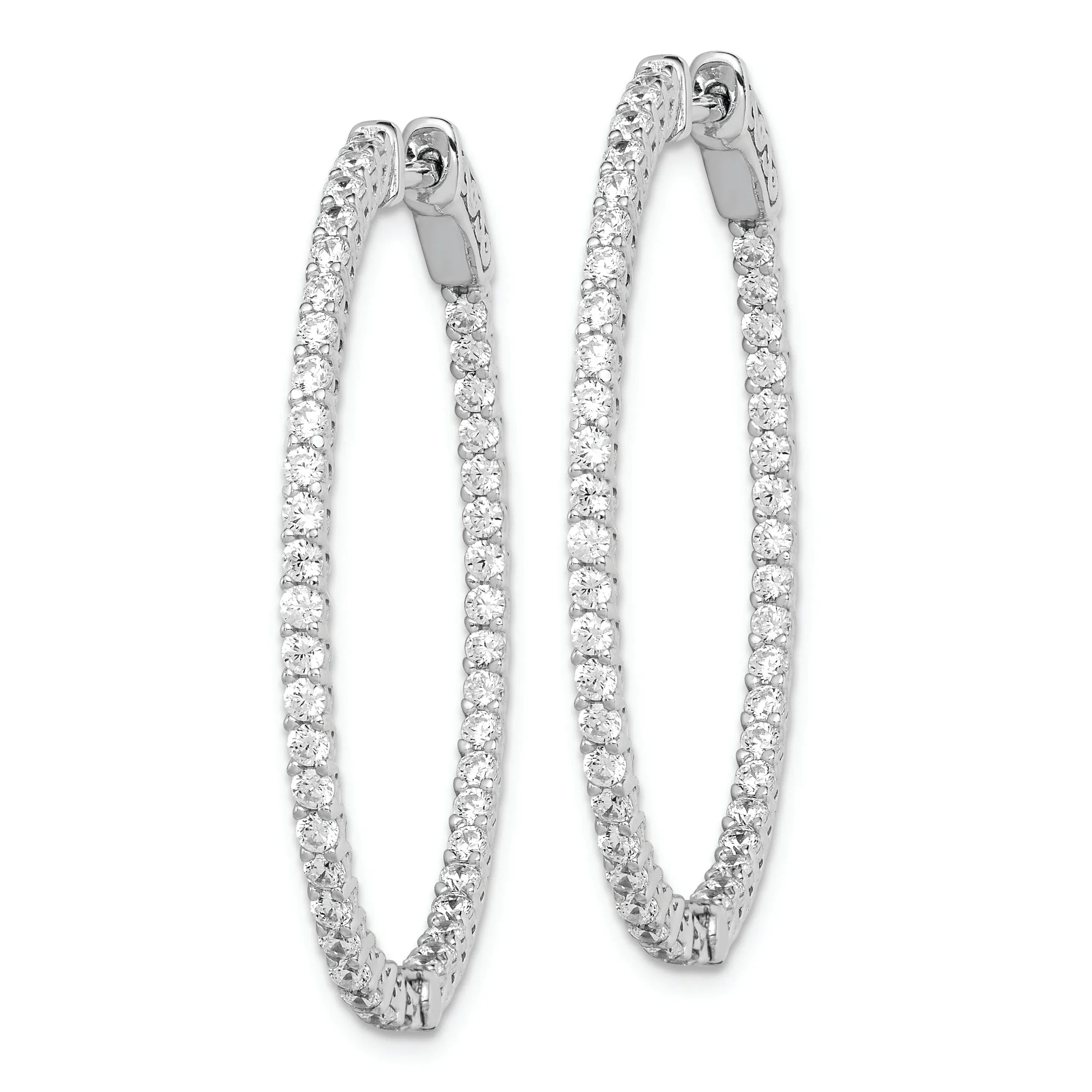 Sterling Silver CZ Oval Hoop Earrings