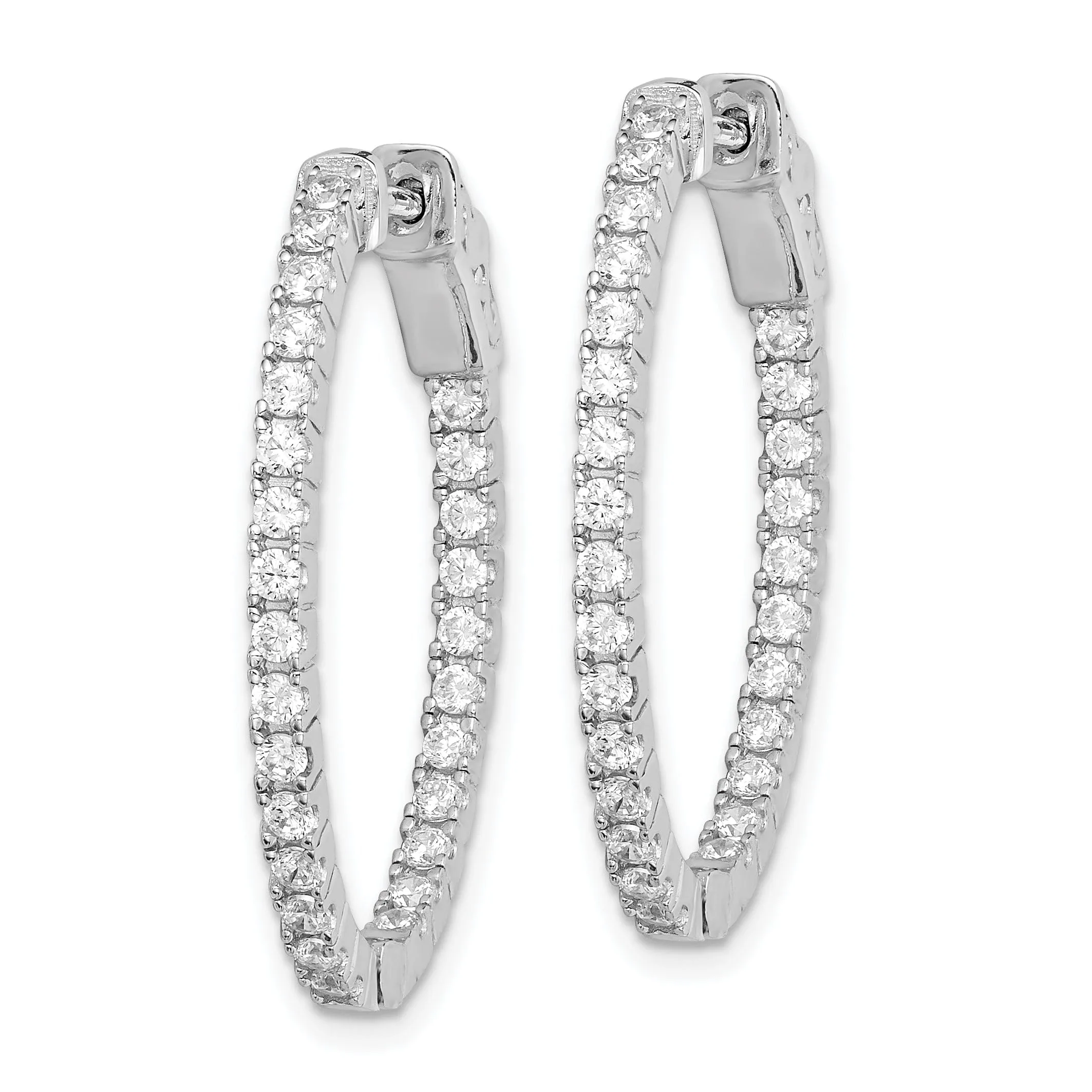 Sterling Silver CZ Oval Hoop Earrings