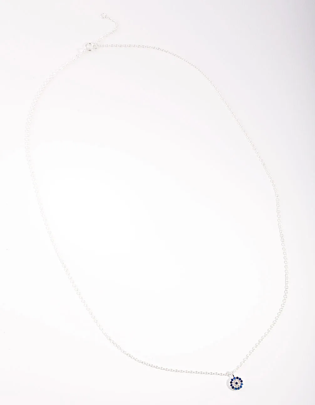 Sterling Silver Evil Eye Disc Necklace