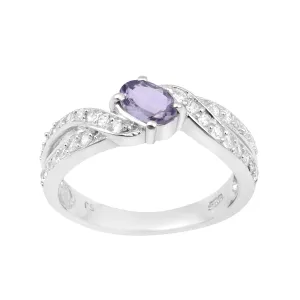 Sterling Silver Genuine Oval Tanzanite 1.20 Ctw Women Cluster Ring