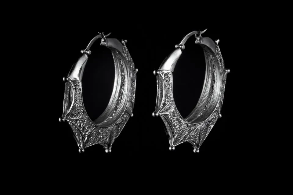 Sterling Silver Handcrafted Filagree Magali Big Hoop Earrings