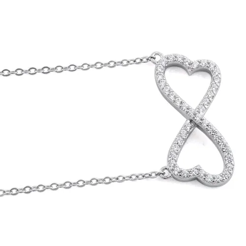 Sterling Silver Infinity Heart CZ Necklace