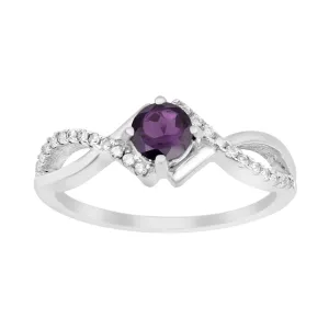 Sterling Silver Infinity Round 0.50 Ctw Amethyst Women Engagement Ring