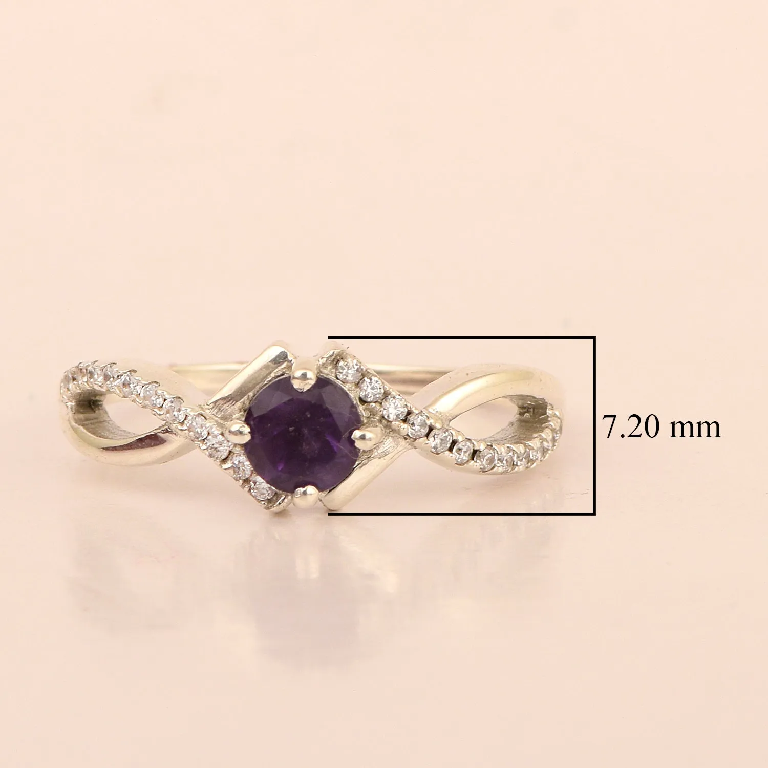 Sterling Silver Infinity Round 0.50 Ctw Amethyst Women Engagement Ring