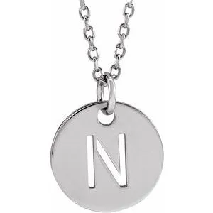 Sterling Silver Initial N 16-18" Necklace