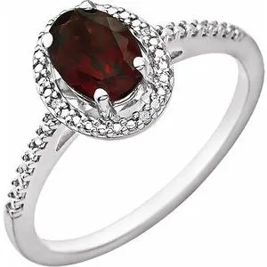 Sterling Silver Mozambique Garnet & .01 CTW Diamond Ring