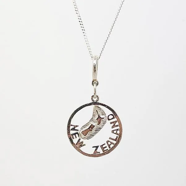 Sterling Silver NZ Map Charm or Necklace