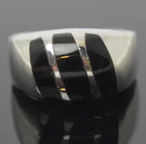Sterling Silver Onyx Ring Size 9