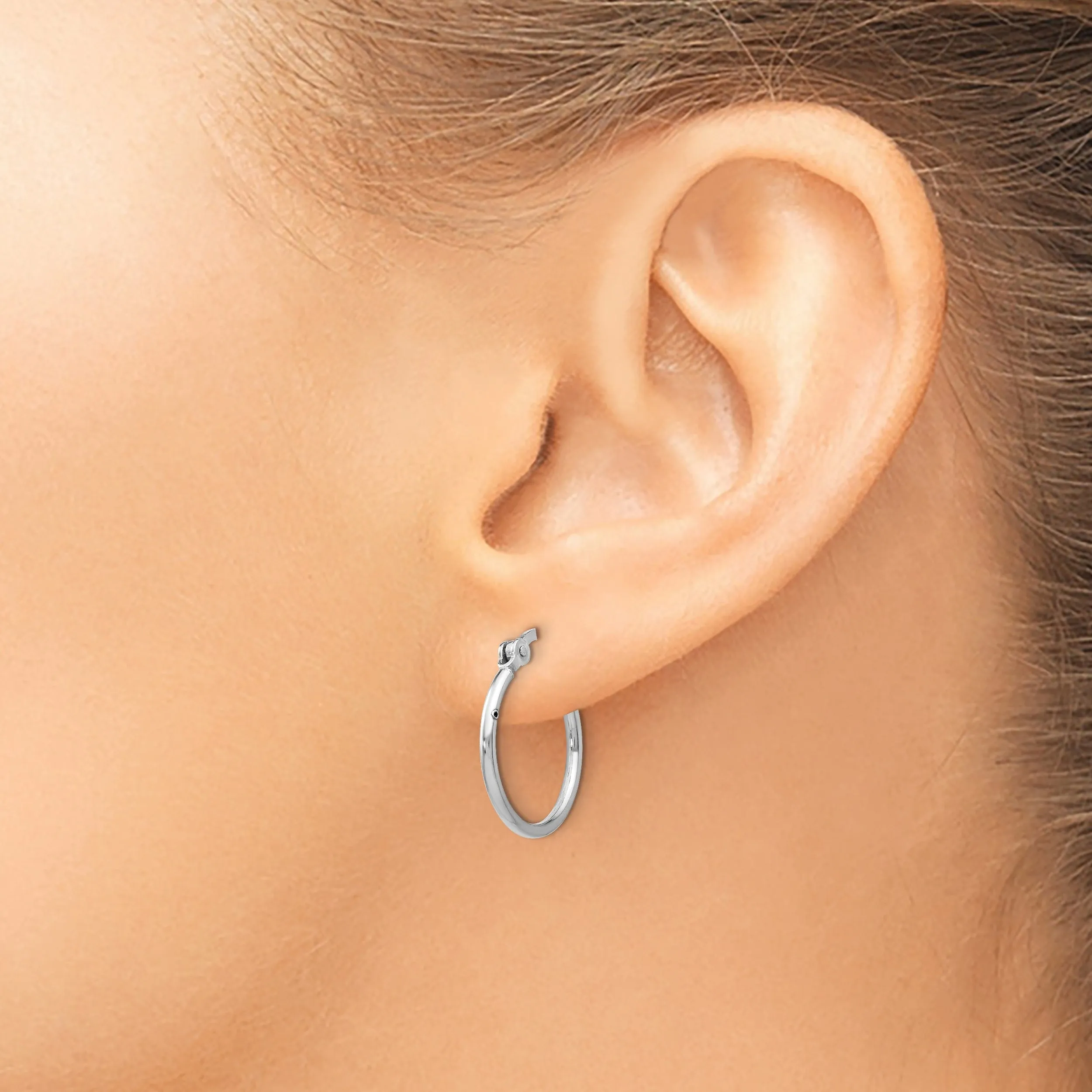 Sterling Silver Polished Hinged Hoop Earrings