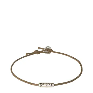 Sterling Silver Tibetan Love Tube Bead Bracelet on Natural Cord