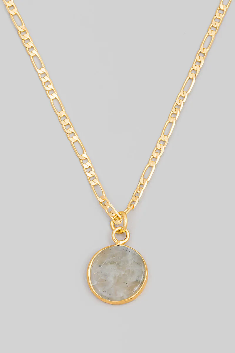 Stone Disc Pendant Necklace