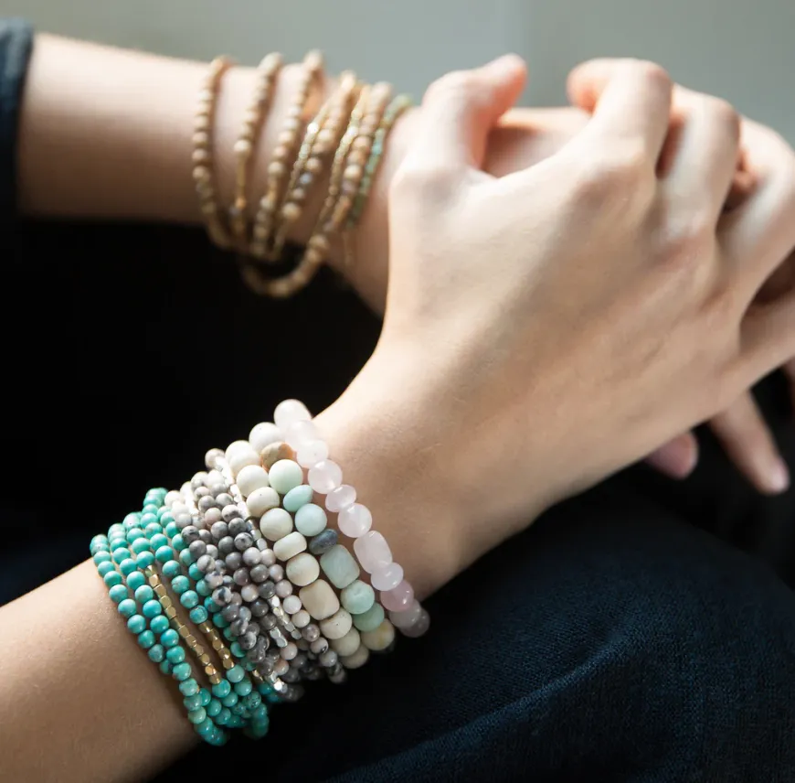 Stone Stack Bracelet African Turquoise - Stone of Transformation