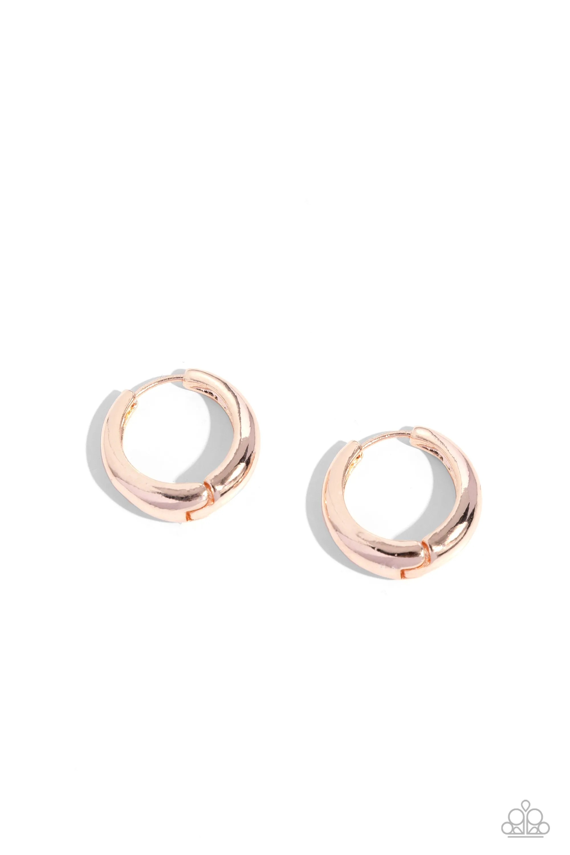 Streamlined Status - Rose Gold - Beveled High Sheen Paparazzi Hinge Hoop Earrings