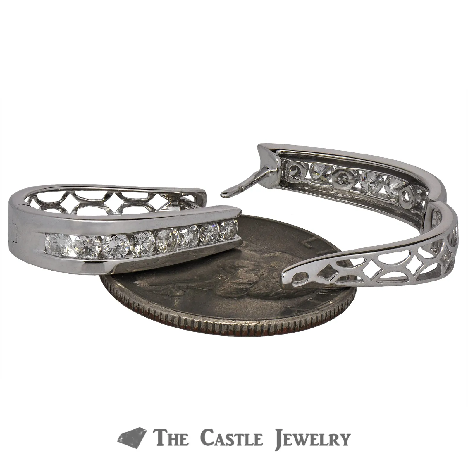 Stunning 1cttw Diamond Hoop Earrings in 10K