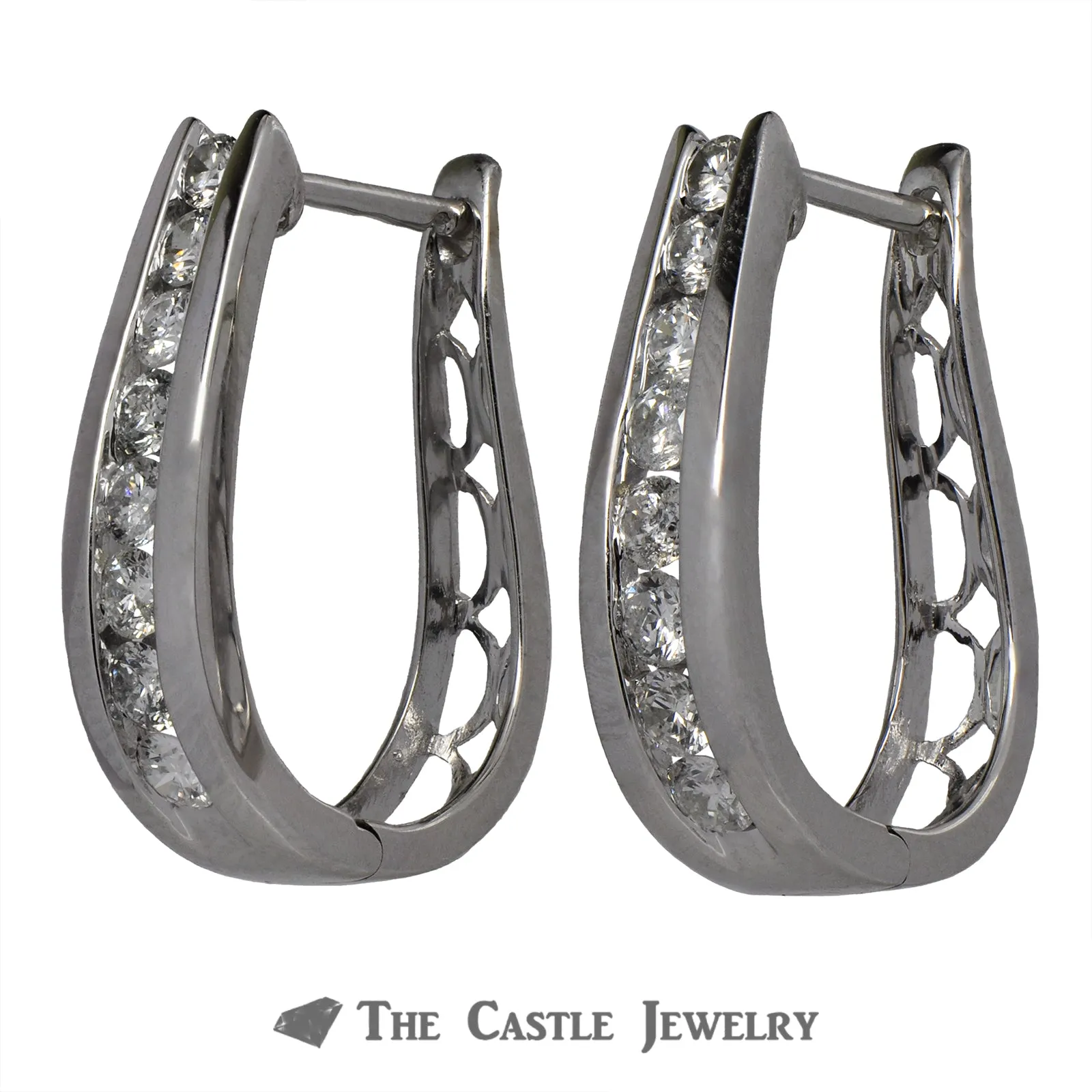 Stunning 1cttw Diamond Hoop Earrings in 10K