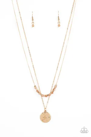 Stunning Supernova - Gold - Star Stamped Disc Tiered Paparazzi Short Necklace