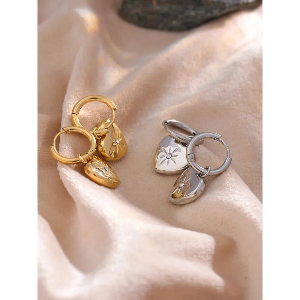 Stylish Heart Metal Love Hoop Huggie Earrings For Women