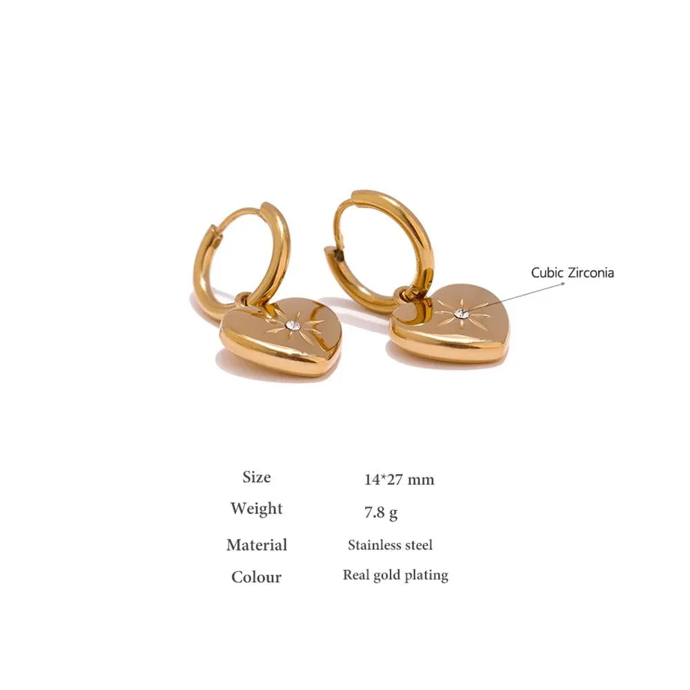 Stylish Heart Metal Love Hoop Huggie Earrings For Women