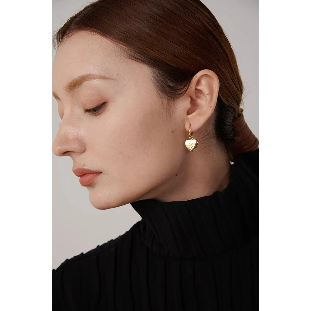 Stylish Heart Metal Love Hoop Huggie Earrings For Women