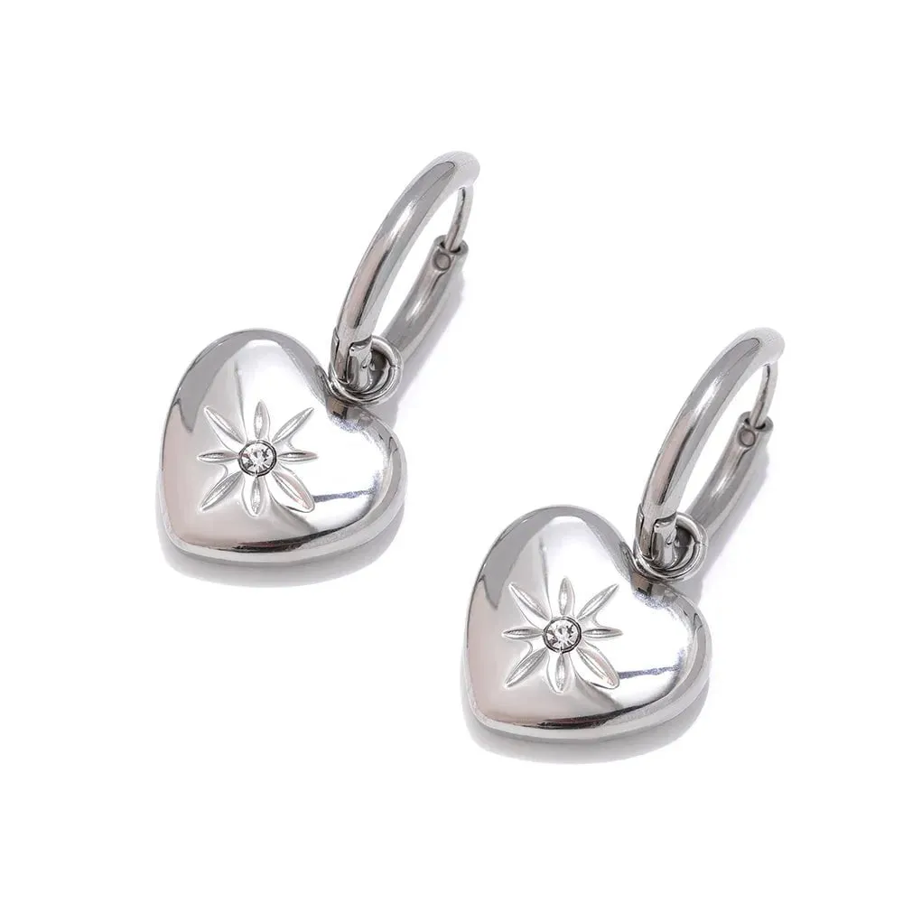 Stylish Heart Metal Love Hoop Huggie Earrings For Women