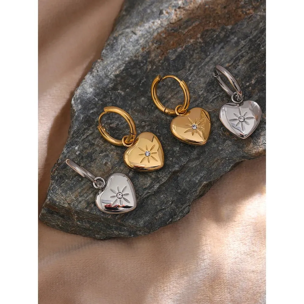 Stylish Heart Metal Love Hoop Huggie Earrings For Women