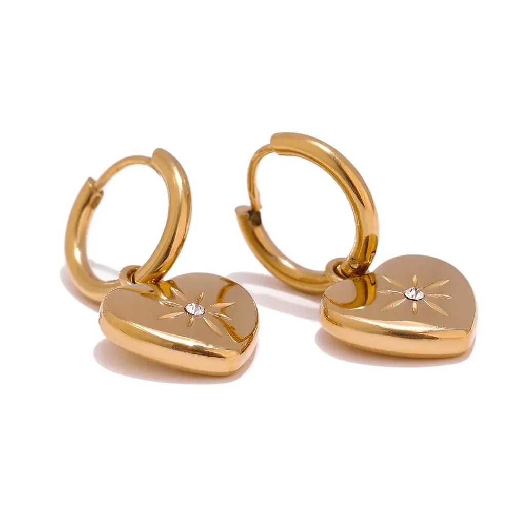 Stylish Heart Metal Love Hoop Huggie Earrings For Women