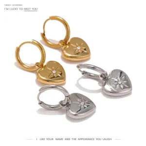 Stylish Heart Metal Love Hoop Huggie Earrings For Women