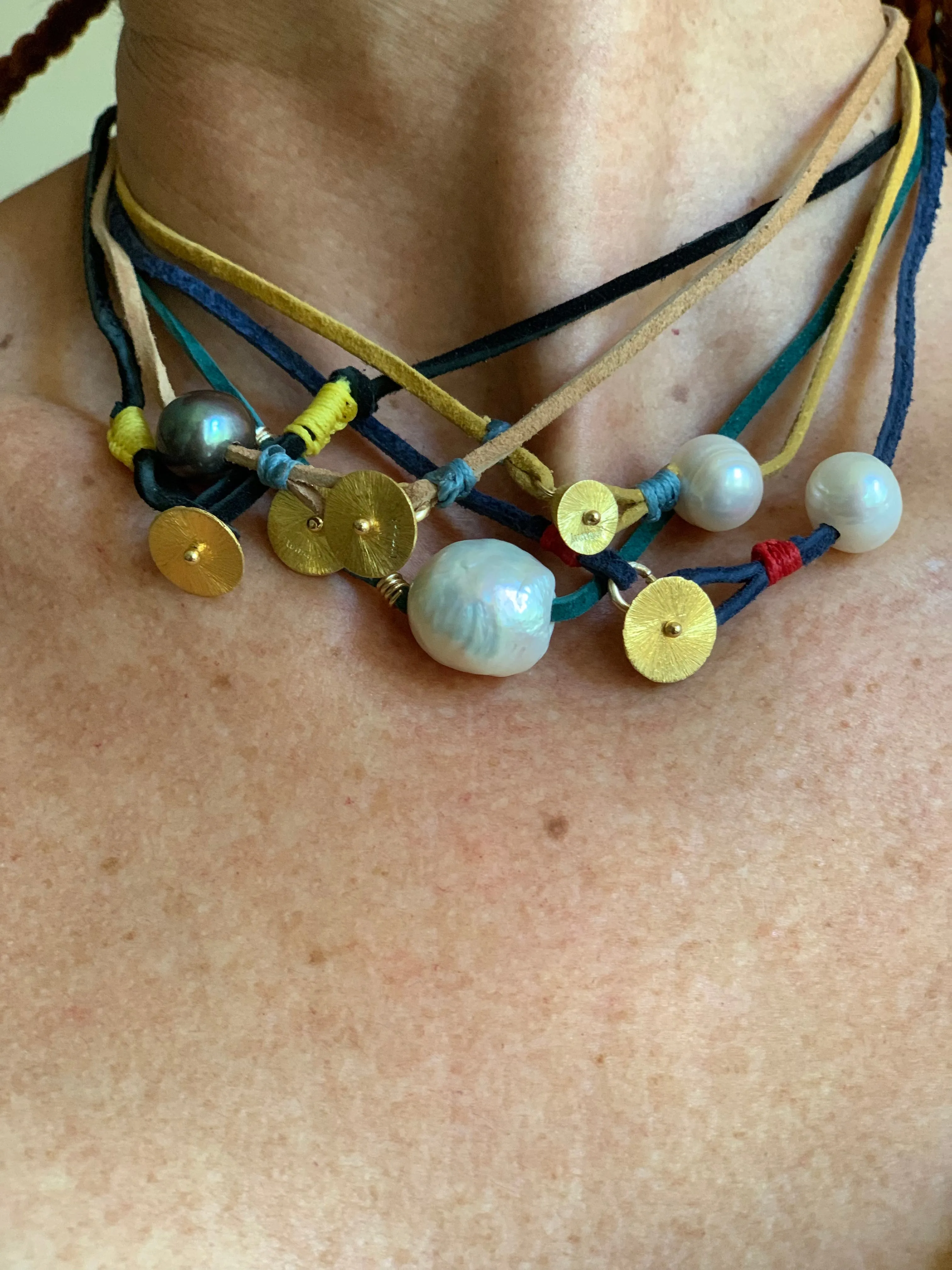 Suede Pearl Necklace