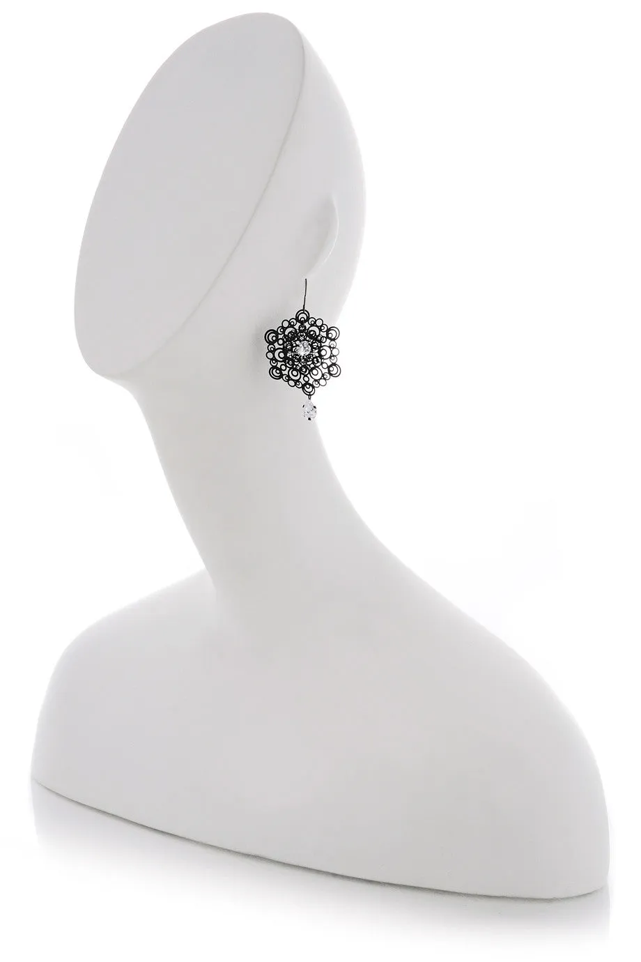 SWIRLS Black Crystal Earrings