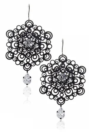 SWIRLS Black Crystal Earrings