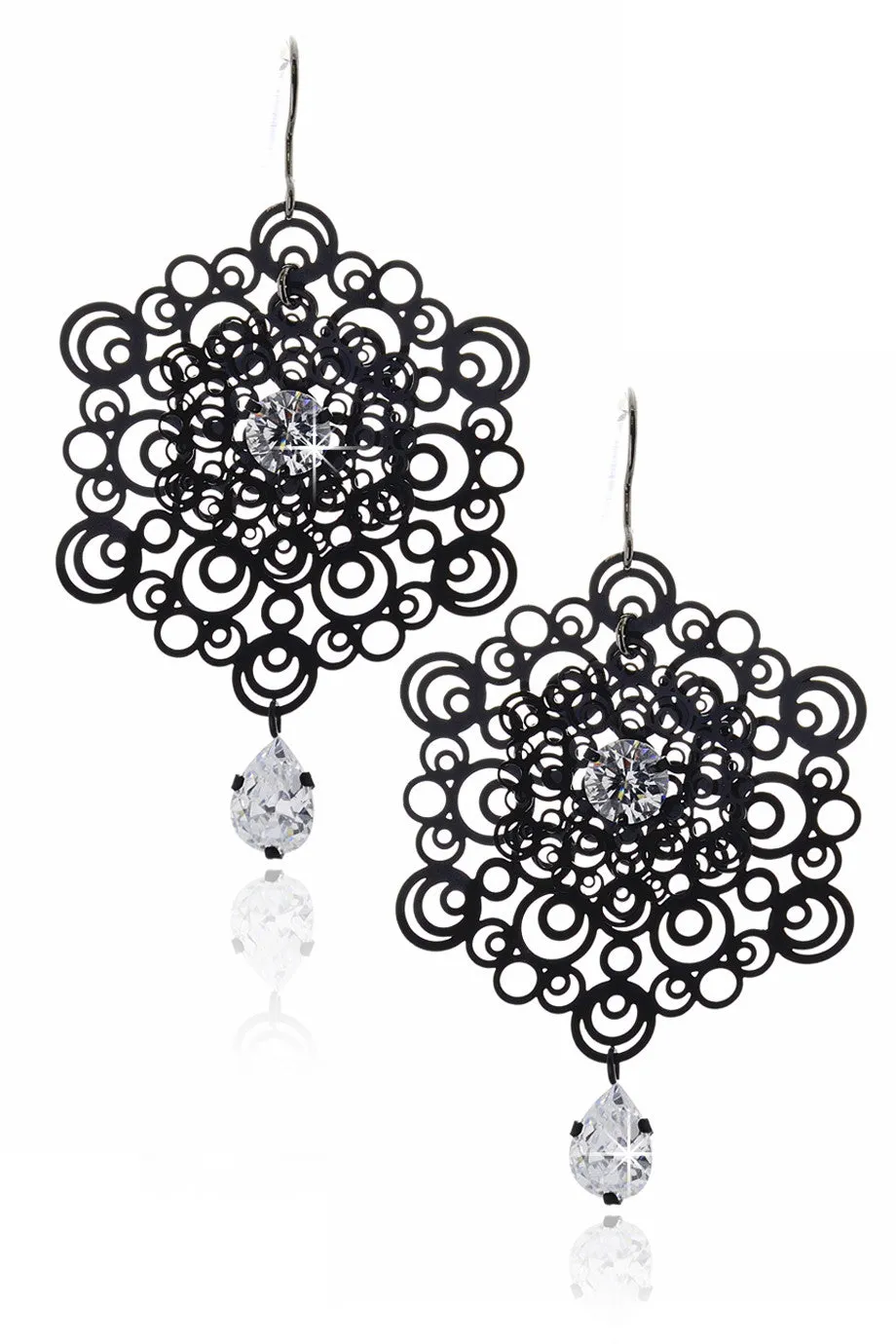 SWIRLS Black Crystal Earrings