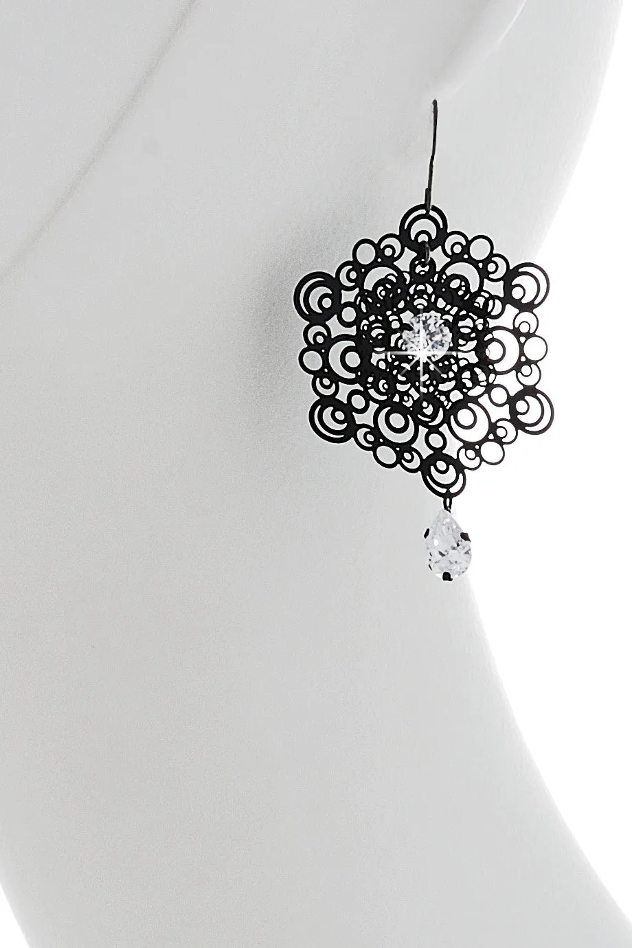 SWIRLS Black Crystal Earrings