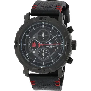 T5 Black Leather Strap Black Dial Chronograph Quartz Watch for Gents - H3590G-D