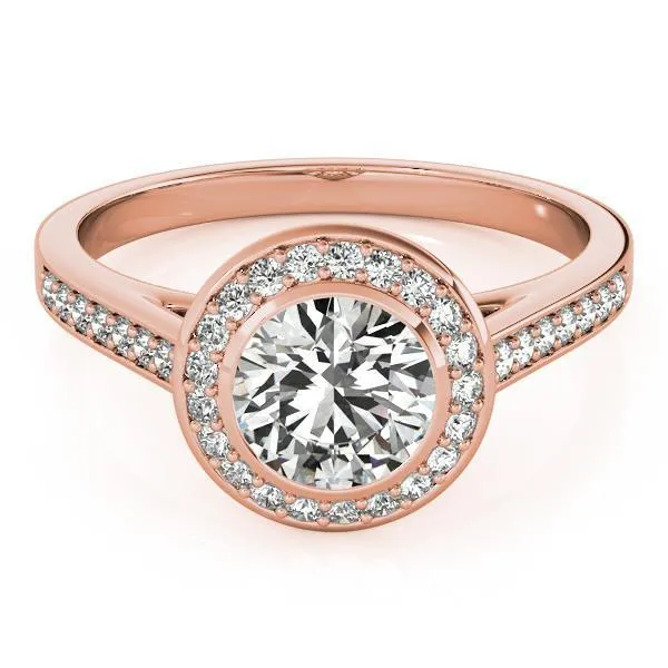 Tammy Round Center Stone Bezel Channel Halo Engagement Ring