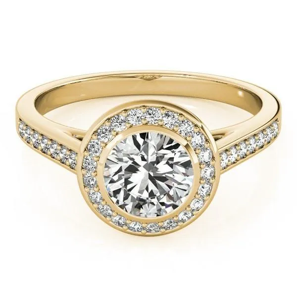 Tammy Round Center Stone Bezel Channel Halo Engagement Ring