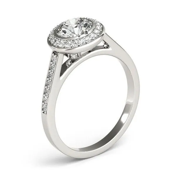 Tammy Round Center Stone Bezel Channel Halo Engagement Ring