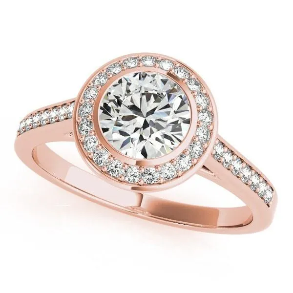Tammy Round Center Stone Bezel Channel Halo Engagement Ring
