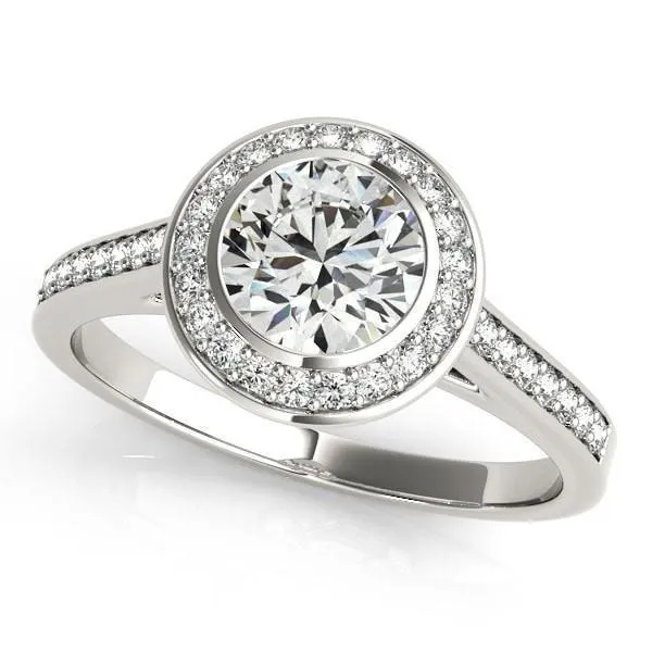 Tammy Round Center Stone Bezel Channel Halo Engagement Ring