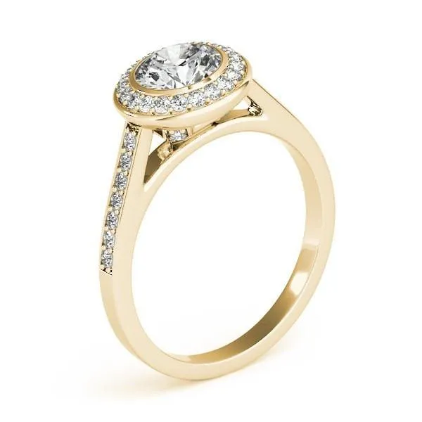 Tammy Round Center Stone Bezel Channel Halo Engagement Ring