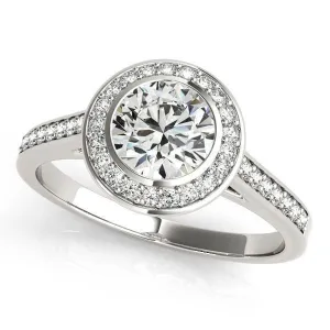 Tammy Round Center Stone Bezel Channel Halo Engagement Ring