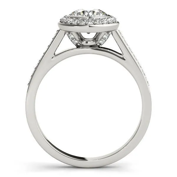 Tammy Round Center Stone Bezel Channel Halo Engagement Ring