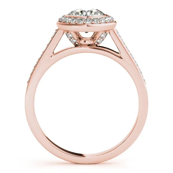 Tammy Round Center Stone Bezel Channel Halo Engagement Ring