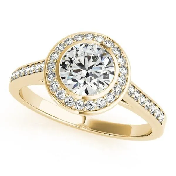 Tammy Round Center Stone Bezel Channel Halo Engagement Ring