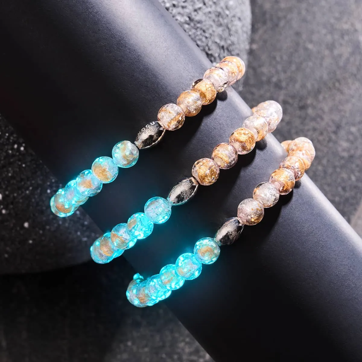 Tangerine Moon | .925 Sterling Silver | Lunar Glass Bracelet