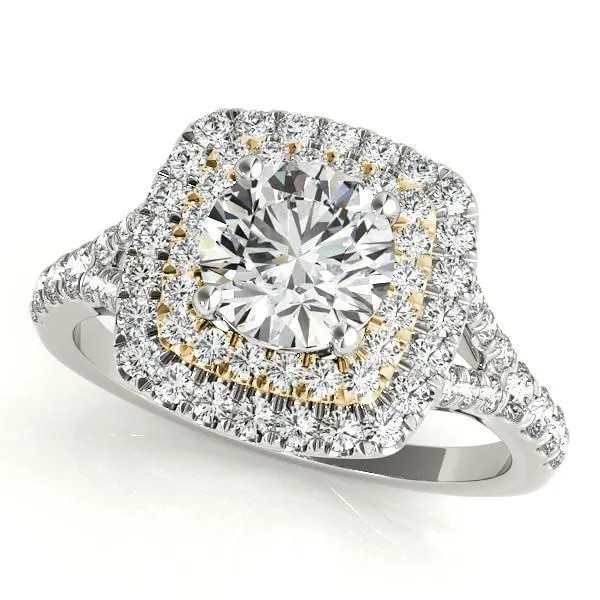 Tanya Round Center Stone Two Tone Double Halo Engagement Ring