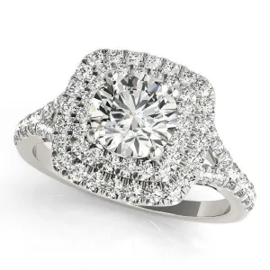Tanya Round Center Stone Two Tone Double Halo Engagement Ring