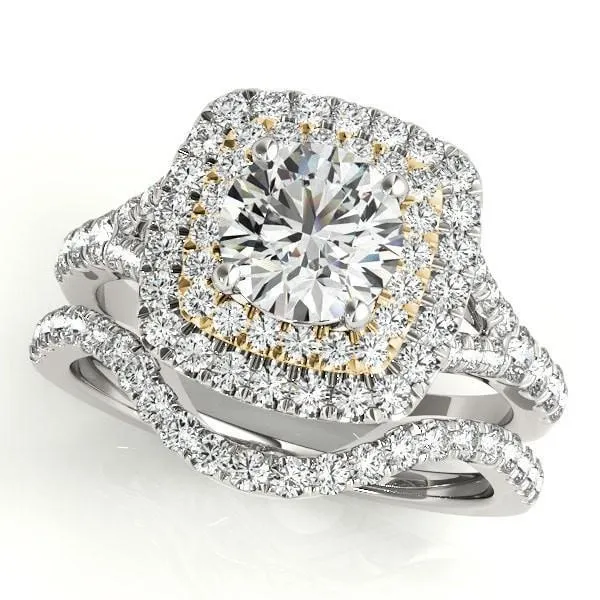 Tanya Round Center Stone Two Tone Double Halo Engagement Ring