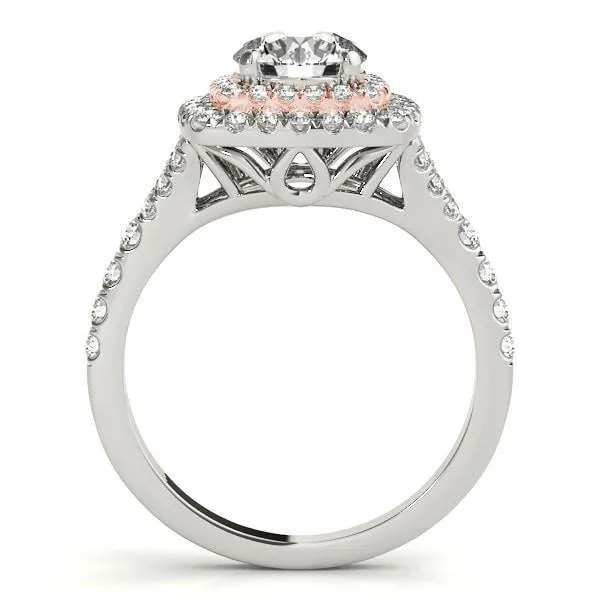 Tanya Round Center Stone Two Tone Double Halo Engagement Ring