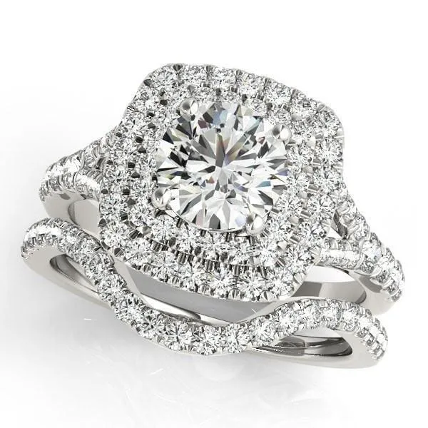 Tanya Round Center Stone Two Tone Double Halo Engagement Ring